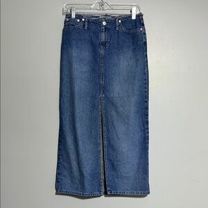 Vintage 90s 2000s Tilt Long Straight Jean Skirt Front Split Hem Pockets Size 5